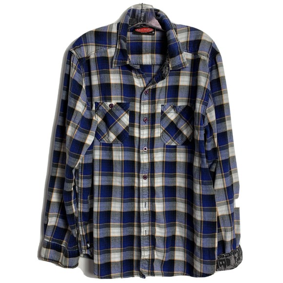 Mambo Australia Plaid Shirt Men’s L Casual Cotton Cargo Flip Cuffs - Picture 1 of 15